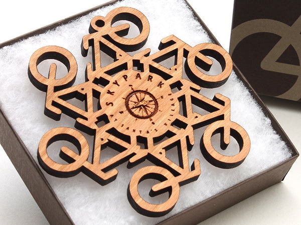 Skypark Custom Bike "Flake" Ornament - Nestled Pines - 1