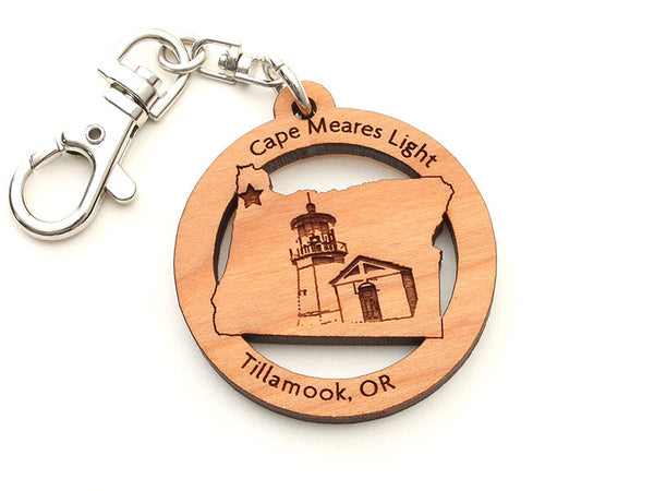 Cape Meares Oregon State Shape Lighthouse Insert Key Chain