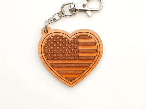Old Glory Distilling American Flag Heart Key Chain