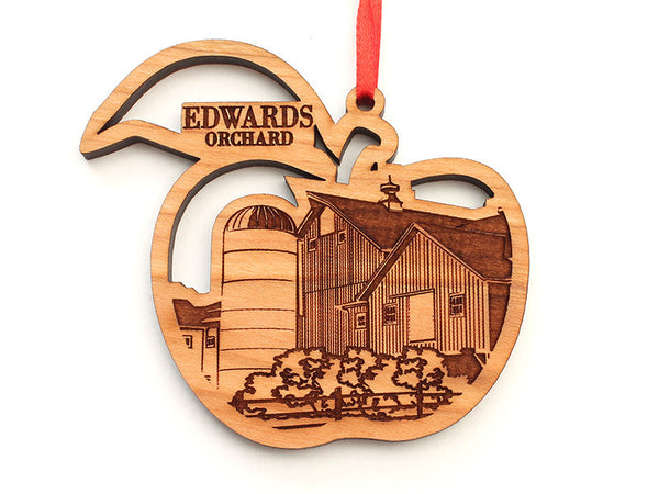 Edwards Orchard Apple Shape Custom Ornament with Farm Insert - Nestled Pines