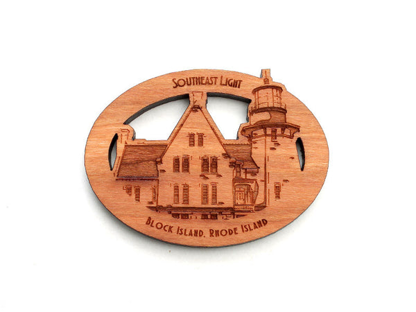 Block Island South East Light Oval Magnet - Nestled Pines