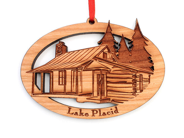 Lake Placid Cabin Oval Ornament - Nestled Pines