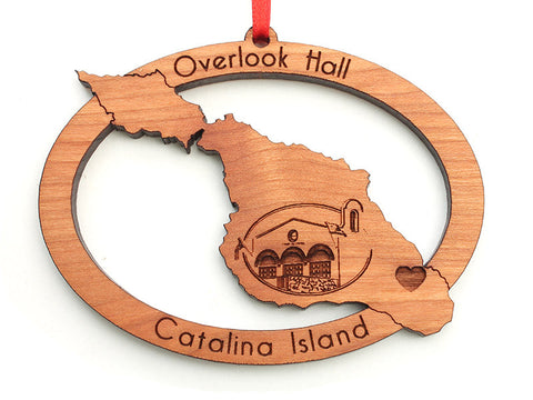 Overlook Hall Catalina Island Custom Oval Ornament - Nestled Pines