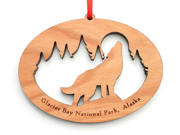 Glacier Wolf NW Ornament - Nestled Pines