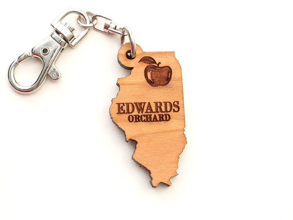 Edwards Orchard Illinois State Shape Key Chain - Nestled Pines