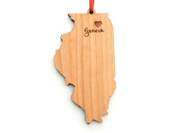 Northwestern Medicine Illinois Ornament Geneva Engraved Heart - Nestled Pines