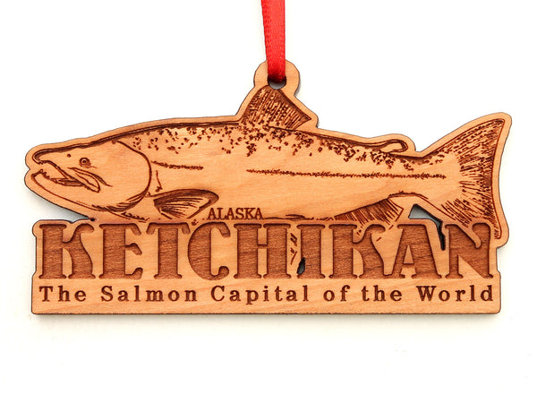 Ketchikan Alaska Salmon Capital Text Ornament