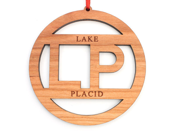 Lake Placid LP Text Circle Ornament - Nestled Pines
