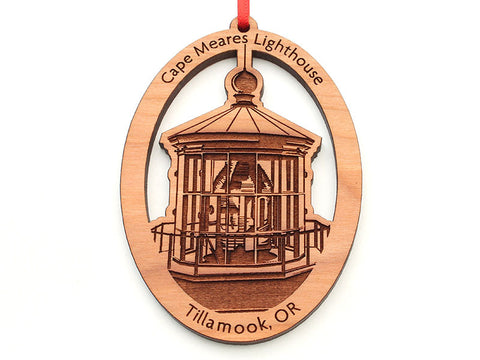 Cape Meares Lighthouse Lens Oval Custom Ornament