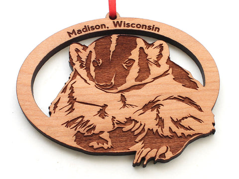 Madison Wisconsin Badger Oval Ornament