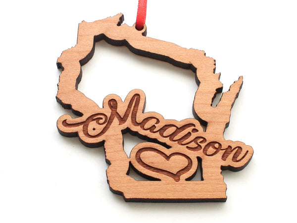 Madison Wisconsin Text Wisconsin State Insert Ornament