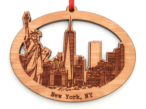 New York City Skyline with Statue of Liberty Ornament