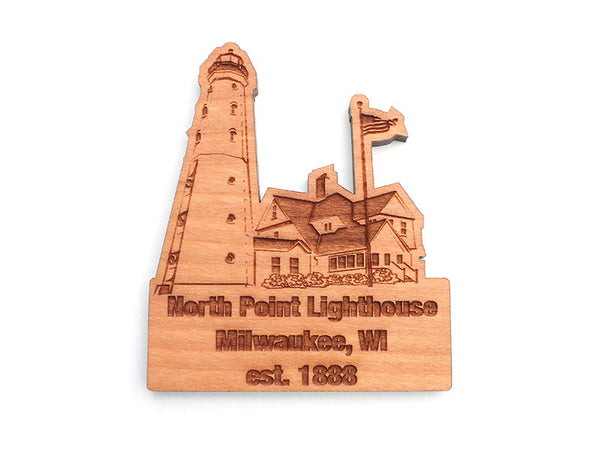 North Point Lighthouse Custom Wood Magnet - Nestled Pines