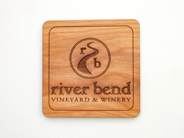 River Bend Vineyard & Winery Logo Coaster Set of 4