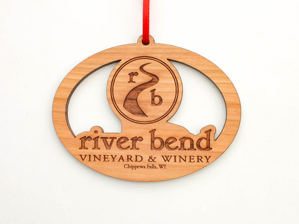 River Bend Vineyard & Winery Logo Oval Ornament