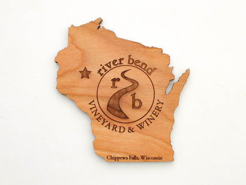 River Bend Vineyard & Winery Wisconsin State Shape Coaster Set of 4