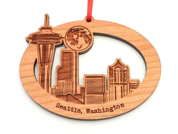 Seattle City Skyline Oval Ornament
