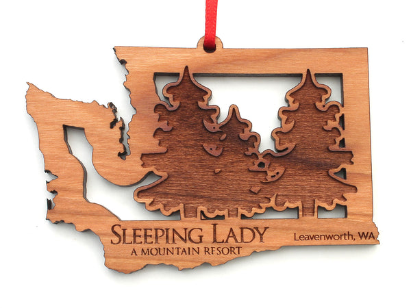 Sleeping Lady Resort Washington State Pine Trees Insert Ornament