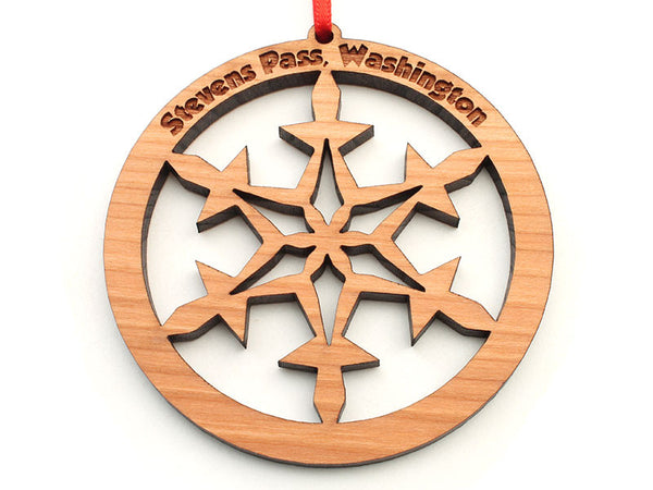 Stevens Pass Snowflake Circle Ornament