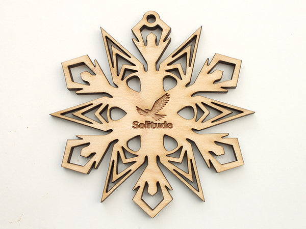Solitude Detailed Snowflake Custom Engraved Ornament - Nestled Pines - 1