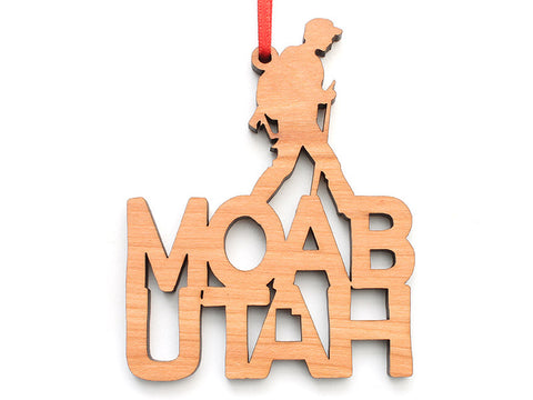 Moab Hiker Text Ornament - Nestled Pines