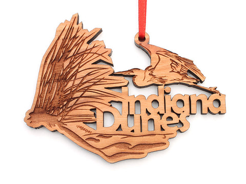 Indiana Dunes Heron Text Custom Ornament - Nestled Pines
