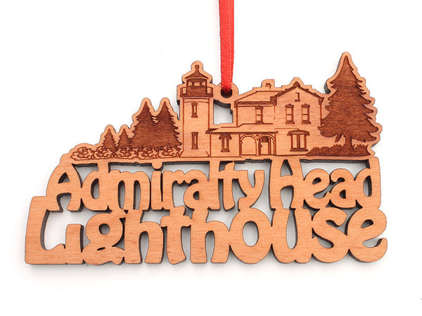 Admiralty Head Lighthouse Custom Text Ornament - Nestled Pines