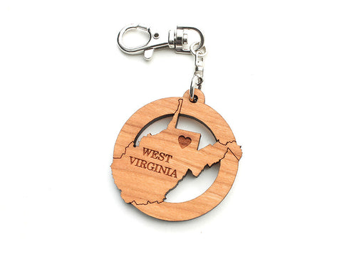 West Virginia State Key Chain - Nestled Pines